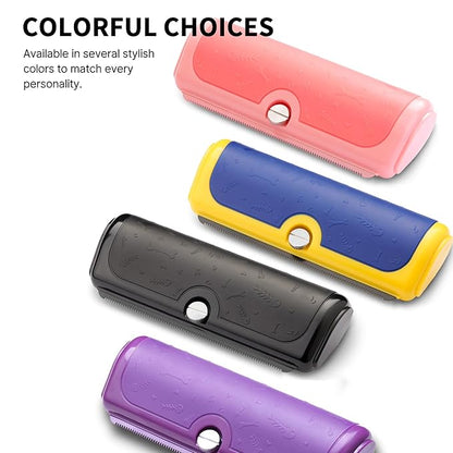 Multi-Pet Deshedding Brush & Shedding Blade for Dogs & Cats, Undercoat Grooming Tool for Short & Medium Fur and Double Coats, Replaceable Metal Blade, Ergonomic Handle, Purple