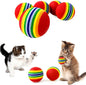 PET SHOW 10pcs 1.38" Red Rainbow Cat Toy Balls Soft EVA Foam Interactive Indoor Kittens Favorite Toys 35mm Dia. Small Dogs Puppies Toy Balls Bulk Activity Chase Quiet Play Sponge Ball
