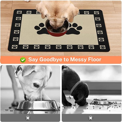 Absorbent Pet Dog Bowl Mat for Food and Water, Pet Cat Food Feeding Mat with Non Slip Rubber Backing, Dog Food Mats for Floors Waterproof, 24"x32"