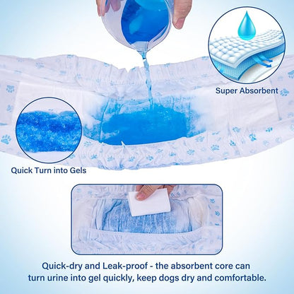 Pet Soft Disposable Male Dog Wraps - Dog Diapers for Male Dogs, Puppy Diapers 12pcs Large