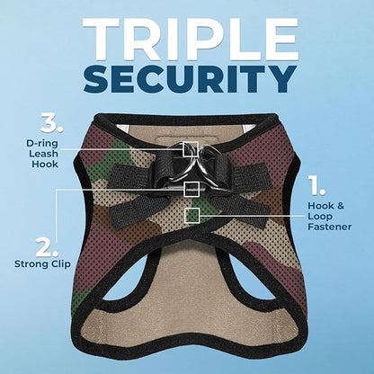 Best Pet Supplies Voyager Step-in Air Harness - All Weather Mesh, Reflective, No Pull Harness for Dogs, Cats - Secure with Hook & Loop Fastener, Buckle, Double D-Rings - Army/Black Trim, XL