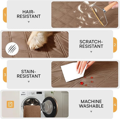 Luciphia 100% Waterproof Couch Cover Blanket for Dogs Anti-Slip Pet Couch Protector Sofa Mat Puppy Cat Blanket with Non-Slip Bottom, Light Brown Khaki, 30x70 Inch