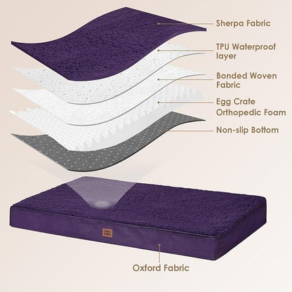EHEYCIGA Orthopedic XL Dog Beds for Extra Large Dogs with Removable Washable Cover for Crate, Purple, 41x27