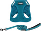 Best Pet Supplies Voyager Step-in Air All Weather Mesh Harness and Reflective Dog 5 ft Leash Combo with Neoprene Handle, for Small, Medium and Large Breed Puppies - Set (Turquoise), L
