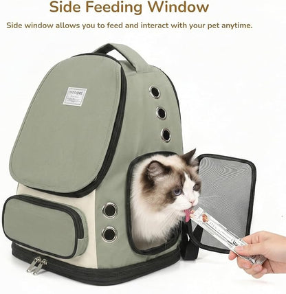 Cat Backpack Carrier, TSA Airline Approved Pet Travel Bag for Small Medium Dogs, Ventilated Hiking Camping Backpack for Cats, Kitten and Puppy up to 18 lbs, Green Mesh