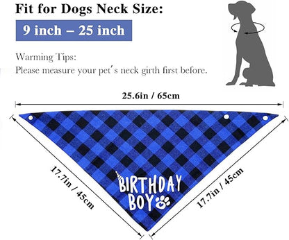 Plaid Dog Bandana with Button, Dual Layer Soft Cotton Triangle Dog Scarf Kerchief Washable Girl Boy Dog Bandanas Adjustable Accessories for Small Medium Large Extra Large Dog Puppy Pet
