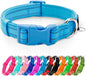 azuza Reflective Dog Collar,Soft Neoprene Padded Pet Collar with ID Tag Ring,Adjustable for Puppy and Small Dogs,Sky Blue,XS