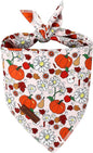 Fall Dog Bandana – Beige Pumpkin Floral Triangle Scarf for Small Medium Large Dogs, Soft Cotton Pet Bib for Autumn Thanksgiving, Adjustable Dog Kerchief for Seasonal Daily Wear