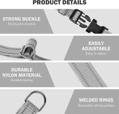 Hikiko Reflective Martingale Collar for Small Dogs with Buckle Adjustable Training Walking No Slip Collars, Sliver Gray, S