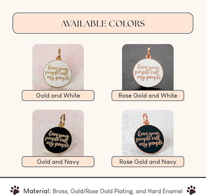 Two Tails Pet Company Personalized Dog Tags “Have Your People Call My People” Pet ID Tag - Laser Engraving, Customizable Dog Name Tag - Brass & Enamel