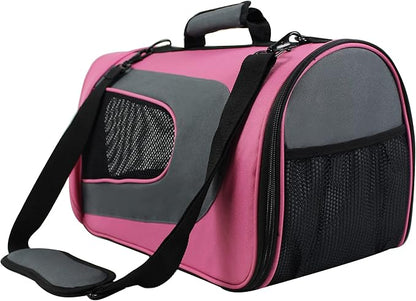EliteField Deluxe Soft Pet Carrier (3 Year Warranty, Airline Approved), Multiple Sizes and Colors Available (18" L x 10" W x 11" H, Pink+Gray)