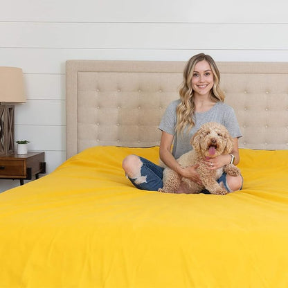 Waterproof Blanket for Bed or Couch – Soft and Leakproof Waterproof Throw Blanket, Water Proof & Stain Resistant Easy to Clean Throw Blanket Cover for Adults or Pets, Reversible Khaki/Ochre 80”x90”