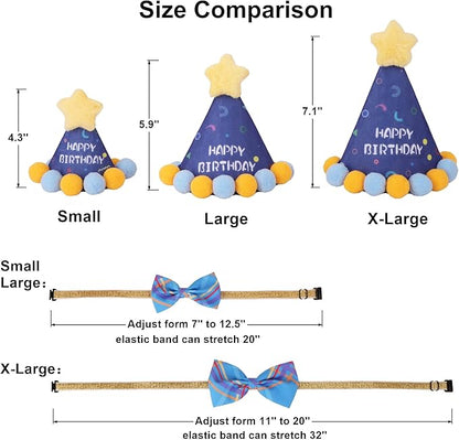 ADOGGYGO Dog Birthday Party Supplies, Blue Birthday Boy Bandana, Bowtie, Numbers, Party Hat for Extra Large Dogs (X-Large)