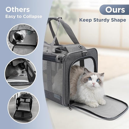 Cat Carriers Soft Grey Small Dog Carrier Airline Approved,Pets Travel Bag for Cats Puppies,Large Pocket,Breathable,Sunshine Protection Pet's Carrier Privacy Protection Outdoor Kitties Kennel