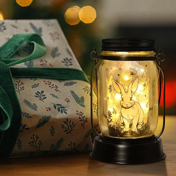 kyoryuger Bunny Gifts for Women/Men Bunny Lovers Solar Lantern Mom Birthday, Mothers Day, Animal Solar Lantern Garden Decoration Lights Outside for Yard, Patio,Backyard,Porch, Torches
