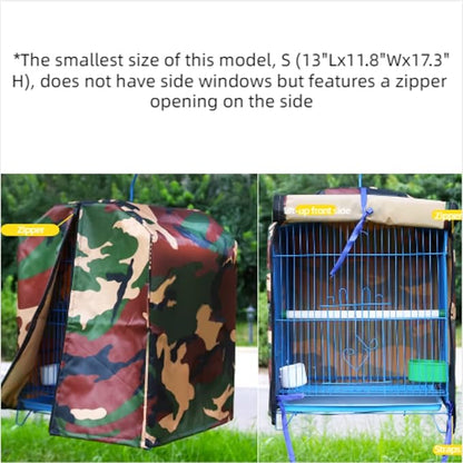 MANON ROSA Bird Cage Cover - Lightproof Birdcage Covers Nighttime- Ideal for Parrots Cockatiels Parakeets Cockatoos Lovebirds Finches Budgerigars Conure (M(15.7" Lx11.8 Wx11.8 H),Camouflage)