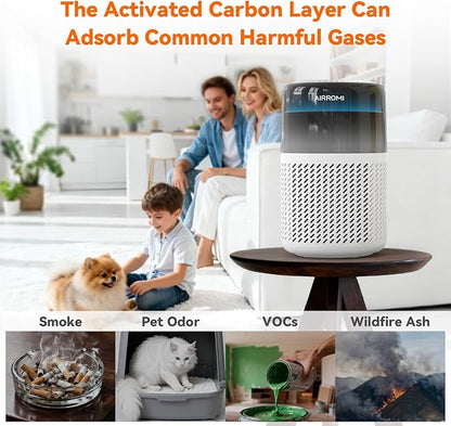 AIRROMI HEPA Air Purifier for Bedroom&Home,Pet Air Purifier for Home Pets,Removes Pet Odor,Cat Litter Smell,Dust,Smoke&Allergies,Quiet Room Air Purifier with Scents,360°Air Cleaner,A2005 White