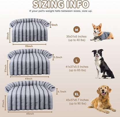 Large Dog Couch Bed, Fluffy Washable Couch Protector for Dogs with Removable Cover, Non-Slip Dog Sofa Bed, 41x37 Inch, Grey