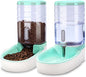 Meikuler Automatic Dog Cat Feeder and Water Dispenser Set,Waterer and Gravity Food Feeder for Small & Medium Dogs Cats Puppies,Large Capacity 1 Gallon x 2 (Green)