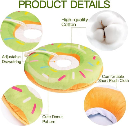 Cat Cone Collar Soft, Cute Cat Donut Collar After Surgery, Adjustable Kitten Recovery Cones to Stop Licking, Lightweight Neck Elizabethan Collars for Cats Kittens (Green, Small)