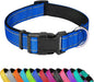 Reflective Dog Collar, Adjustable Soft Neoprene Padded Nylon Pet Collars with Buckle for Large Dogs, Navy Blue,L