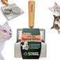 Sprinkle & Sweep Metal Cat Litter Scoop - Heavy Duty Litter Scooper & Speed Sifter with Comfortable Beech Wood Grip - Washable Convenient Stand for Easy and Efficient Cleaning