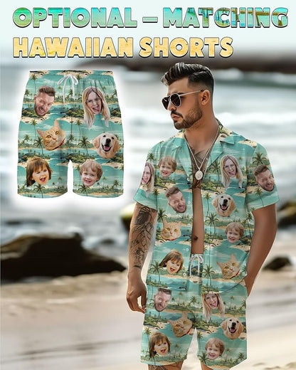 Custom Hawaiian Shirt with Face Photo Picture for Men Women Kids Youth Adult, Tropical Personalized Hawaiian Shirts Gift