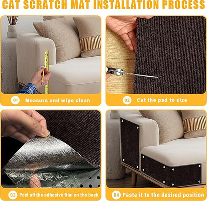 Cat Scratch Mat,118.5"x17.4" Trimmable Self-Adhesive Cat Scratch Furniture Protector, Sticky Cat Scratcher Wall Mat, Covering Cats Tower, Couch Protector from Cats Claws (Brown)
