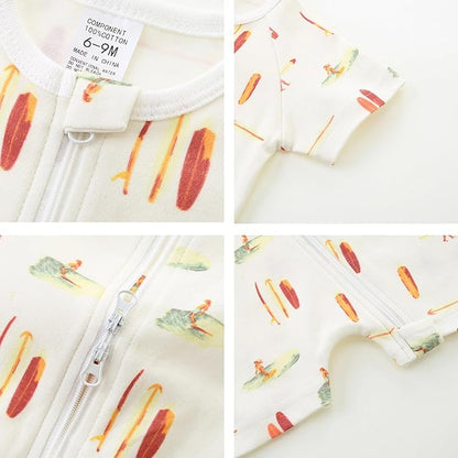 Unisex Summer Trendy 2-Pack Rompers Short Sleeve Zipped Bodysuit Infant Cotton Outfits