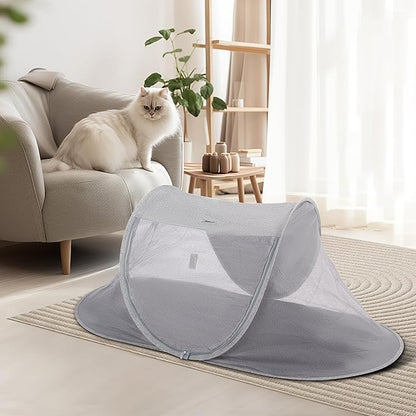 X-ZONE PET Outdoor Cat Tent, Pop Up Cat Playpen, Pet Enclosure Suitable Birds and Small Animals Gray