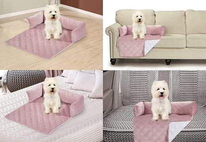 Brilliant Sunshine Premium Calming Dog Bed Mat, Silky Velvet, Removable Washable Cover, Cushion Protector and Couch Covers for Dogs, Pets, Cats, Small, Silver Pink