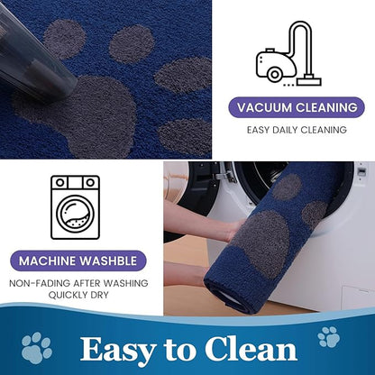 Buganda Dog Door Mat for Muddy Paws, Absorbent Dirt Trapper Washable Indoor Doormats, Non Slip Low-Profile Mud Mat for Dogs, Front Entrance Doormat for Inside Floor (36x24 Inches, Navy)
