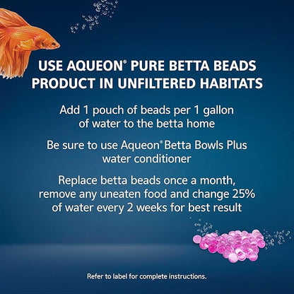 Aqueon PURE Betta Beads, Water Care for Unfiltered Aquariums, Maintains Clear Water and Helps Breakdown Organic Sludge, Pink
