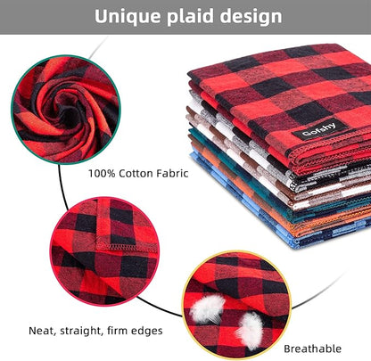 Dog Bandana Fall XLarge-Orange Brown Dog Scarf Buffalo Plaid Printing Adjustable Bib Handkerchief Accessories for Large Dogs (XL)