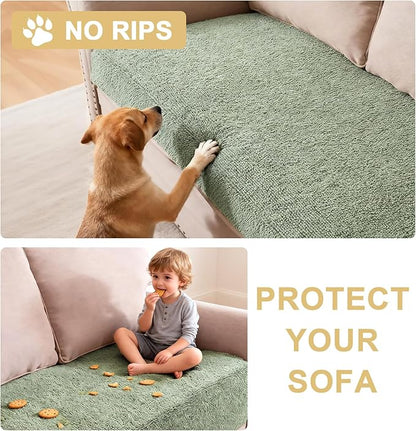 H.VERSAILTEX Non Slip Pet Couch Cover Chenille Dog Bed Protector Thick Soft Sofa Slipcover Pet Friendly Washable Couch Cushion Covers for Pets (40" x 50", Sea Foam)