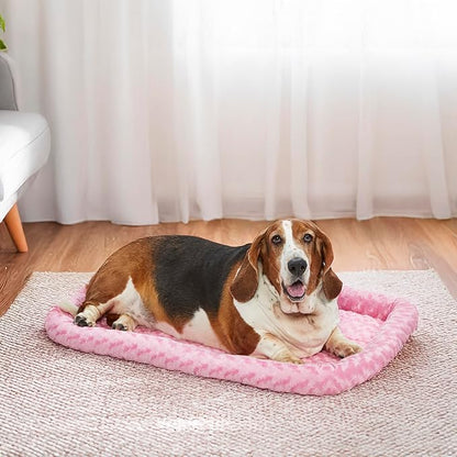 MidWest Homes for Pets QuietTime Fashion Dog Bed – Pink Faux Fur Bolster, Ultra-Soft and Machine Washable, Fits 36-Inch Crates and Carriers, for Medium to Large Breed Dogs