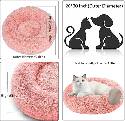 Cat Beds for Indoor Cats,20 Inch Dog Bed for Small Melium Large Dogs, Washable-Round Pet Bed for Puppy and Kitten with Slip-Resistant Bottom