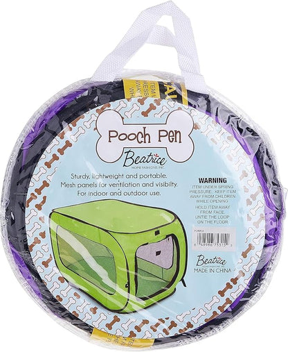 Beatrice Home Fashions Portable, Collapsible, Pop Up Kennel Travel Cat and Dog Crate, 32.5" L x 19.5" W x 19.5" H, Fuchsia