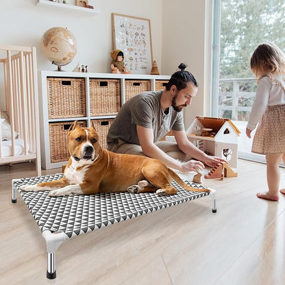 Elevated Outdoor Dog Bed, Large Size, Cotton Material, Non-Slip Feet, Fits up to 100lbs