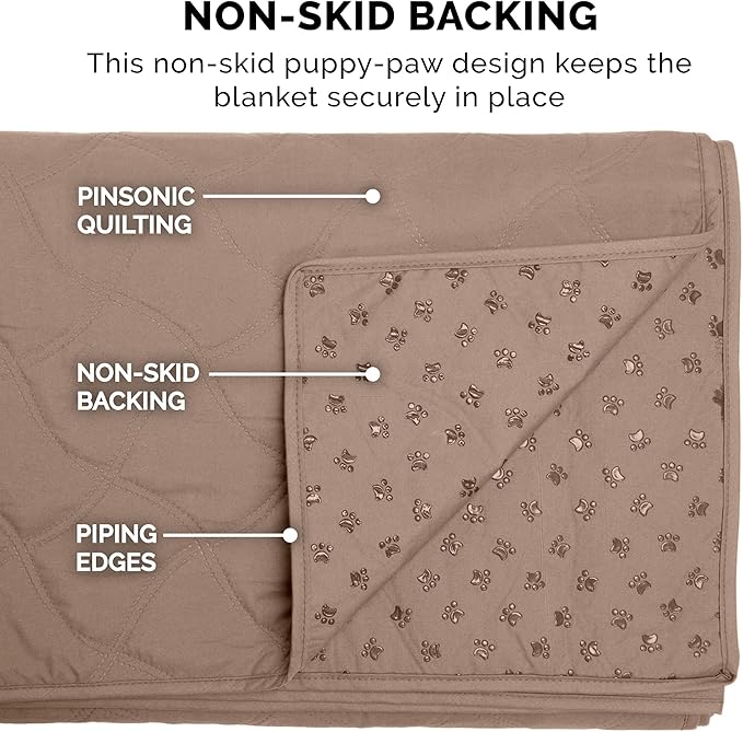 Furhaven Waterproof & Non-Slip Queen Size Mattress Cover Protector for Dogs & Cats, Washable, For Beds, Couches, & Car Seats - Quilted Twill Blanket Mattress Cover - Brownstone, Large/Queen Size