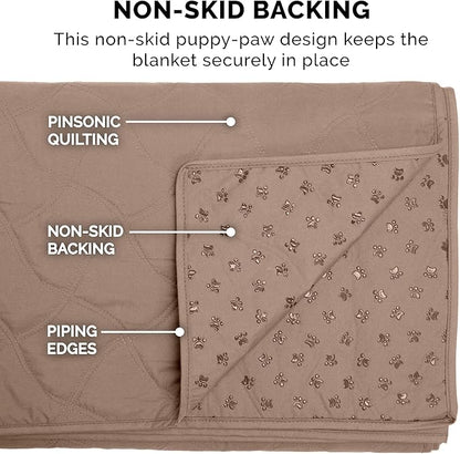Furhaven Waterproof & Non-Slip King Size Mattress Cover Protector for Dogs & Cats, Washable, For Beds, Couches, & Car Seats - Quilted Twill Blanket Mattress Cover - Brownstone, Jumbo/King Size
