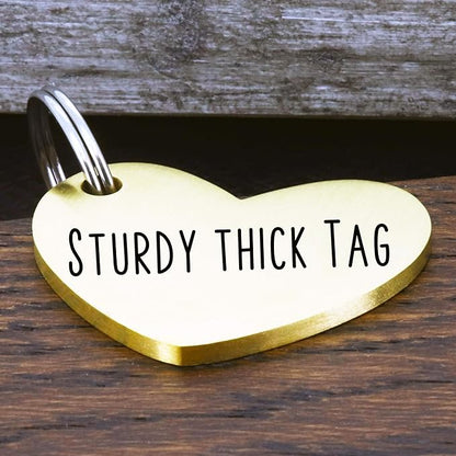 Ultra Joys Custom Personalized Pet ID Tag - Brushed Stainless Steel Heart Dog Tag Gold Medium
