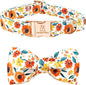 Lionheart glory Dog Collar Bow Collar Floral Dog Collar with Bow Tie Spring Summer Cute Collar Dog Boy or Girl Dog Collars Soft Durable Adjustable Dog Collars for Large Dogs