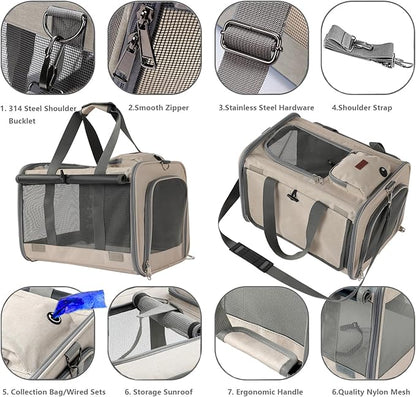 Dog Carriers for Small Dogs Stylish Cats Carrier Airline Approved Pets Softsided Bag for Cats Puppy,Large Pocket,Breathable,Pet's Carrier Privacy Protection Outdoor Travel Kitties Kennel