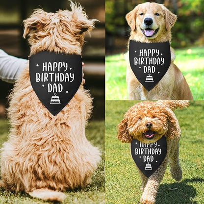 Happy Birthday Dad Dog Bandana for Dogs Black Bandana Funny Birthday Photo Prop Pet Scarf Accessories for Pet Dogs Lovers