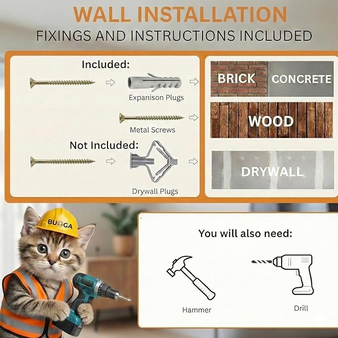 Cat Wall Shelves with 3 Steps – Modern Wood Wall Mounted Furniture, Climber & Perch Shelf for Cats up to 30lbs – Sturdy Floating Bed for Large Cats