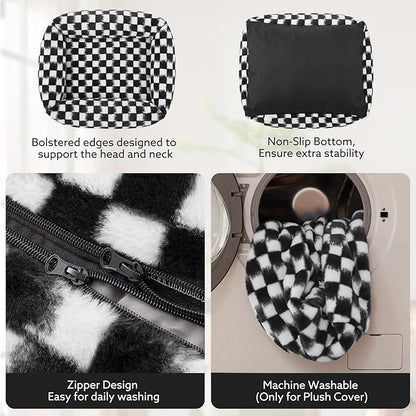 JOEJOY Dog Bed Medium Size Dog, Rectangle Washable Orthopedic Corduroy Fleece Pet Bed with Removable Zipper Cover, Cute Soft Calming Puppy Bed with Non Skid Bottom