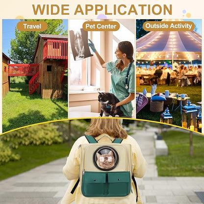 Pet Backpack Carrier, Portable and Ventilated, Oxford Cloth, Dogs Cats and Small Animals Travel Bag 12.99", (Khaki Green, 1 Pcs), Intended for Hiking/Camping/Traveling