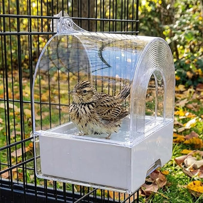 Coloch Hanging Bird Bath for Cage, Clear Bird Bathtub with Bottom Drawer 3 in 1 Multifunction Bird Bath/Bowl/House Bird Cage Accessory for Small to Medium Birds, Parrot, Cockatiel, Finch, Lovebird
