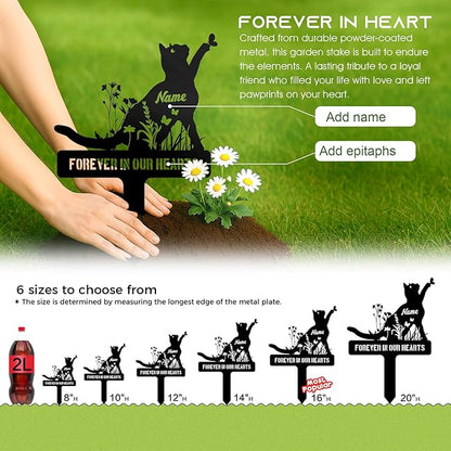 Personalized Cat Memorial Garden Stake – Custom Pet Grave Marker Outdoor, Metal Headstone, Cat Remembrance Plaque, Graveside or Yard Sympathy Sign Decor, Pet Loss Gifts